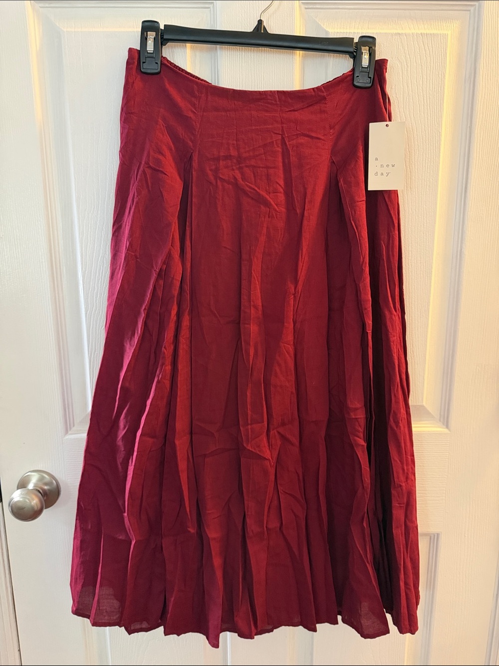 a new day Burgundy Pleated Maxi Skirt